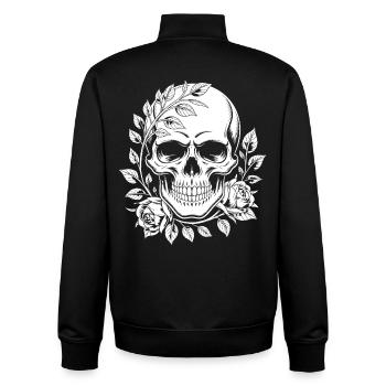 Schädel mit Blumenkranz - Unisex Organic Zip Sweatshirt von Stanley/Stella - Schwarz - Hinten - AI Model Male 185 light (185cm)
