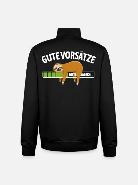 Sloth | Anti Good Resolutions, Chilling - Unisex Organic Zip Sweatshirt by Stanley/Stella - black