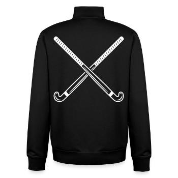 Sketch de crosse de hockey sur gazon - Sweat zippé unisexe en coton bio Stanley/Stella - noir - Dos - AI Model Male 185 light (185cm)