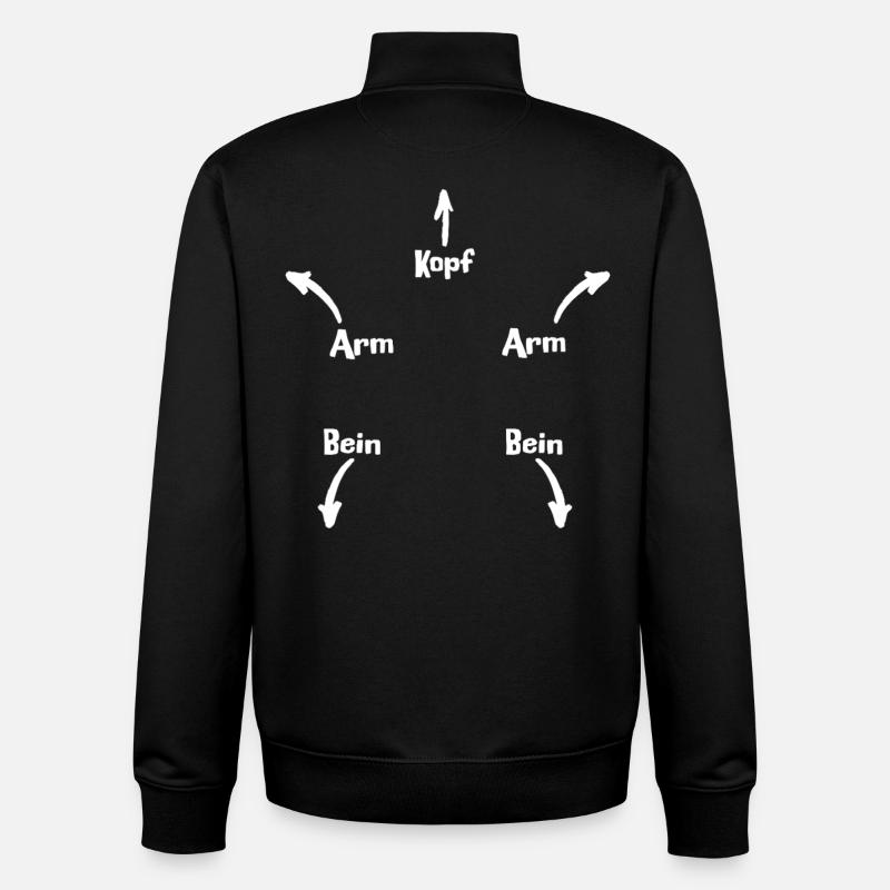 Kopf Arm Bein Diagramm - Unisex Organic Zip Sweatshirt von Stanley/Stella - Schwarz