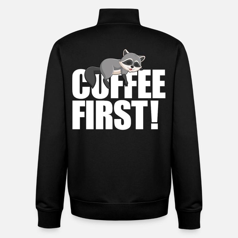 Waschbärkaffee zuerst - Unisex Organic Zip Sweatshirt von Stanley/Stella - Schwarz