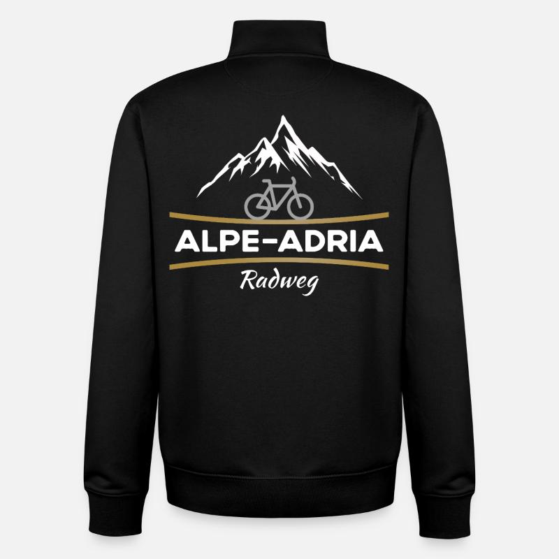 Vélo Alpe-Adria - Sweat zippé unisexe en coton bio Stanley/Stella - noir