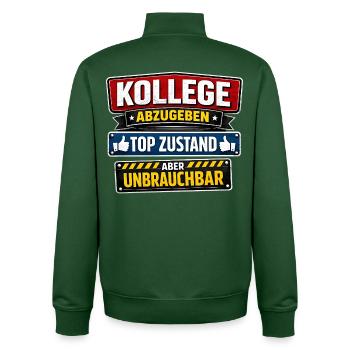 Colleague to give up Top condition unusable - Unisex Organic Zip Sweatshirt by Stanley/Stella - bottle green - Back - AI Model Male 185 dark (185cm)