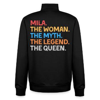 Mila Die Frau Der Mythos Die Legende Die Königin - Unisex Organic Zip Sweatshirt von Stanley/Stella - Schwarz - Hinten - AI Model Male 185 light (185cm)