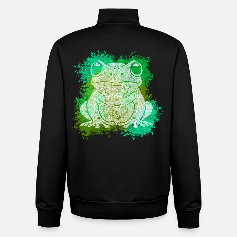 Grenouille Zentangle - Sweat zippé unisexe en coton bio Stanley/Stella - noir