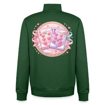 Spielkarten 67 Six Seven Valentinstag Herz  - Unisex Organic Zip Sweatshirt von Stanley/Stella - Flaschengrün - Hinten - AI Model Male 185 dark (185cm)