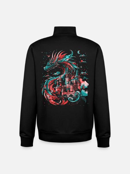 Dragon Castle Fantasy Magic Mythology Creature - Unisex Organic Zip Sweatshirt by Stanley/Stella - black