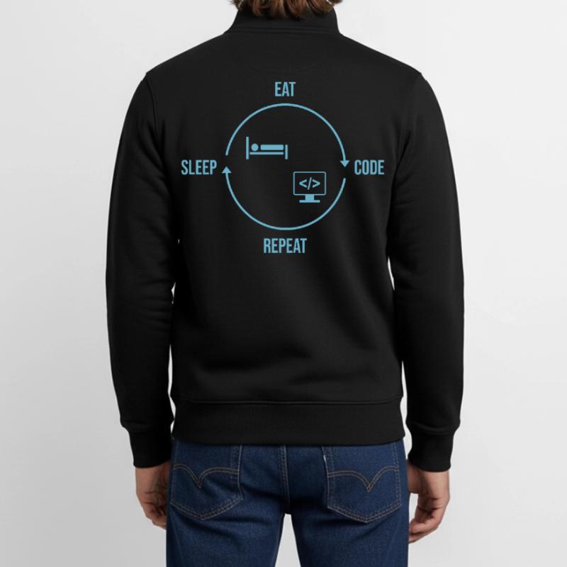 Eat Sleep Code Repeat - Programmer Cycle Unisex Organic Zip Sweatshirt by Stanley/Stella