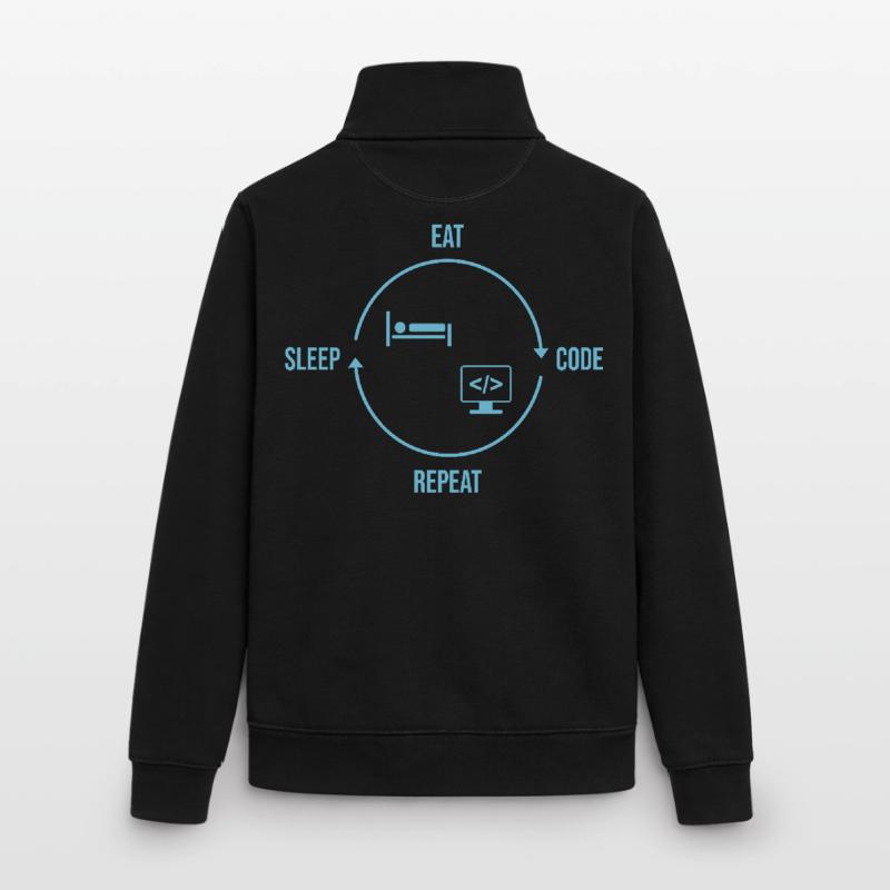 Répétition du code Manger Sommeil - Cycle du programmeur Sweat zippé unisexe en coton bio Stanley/Stella