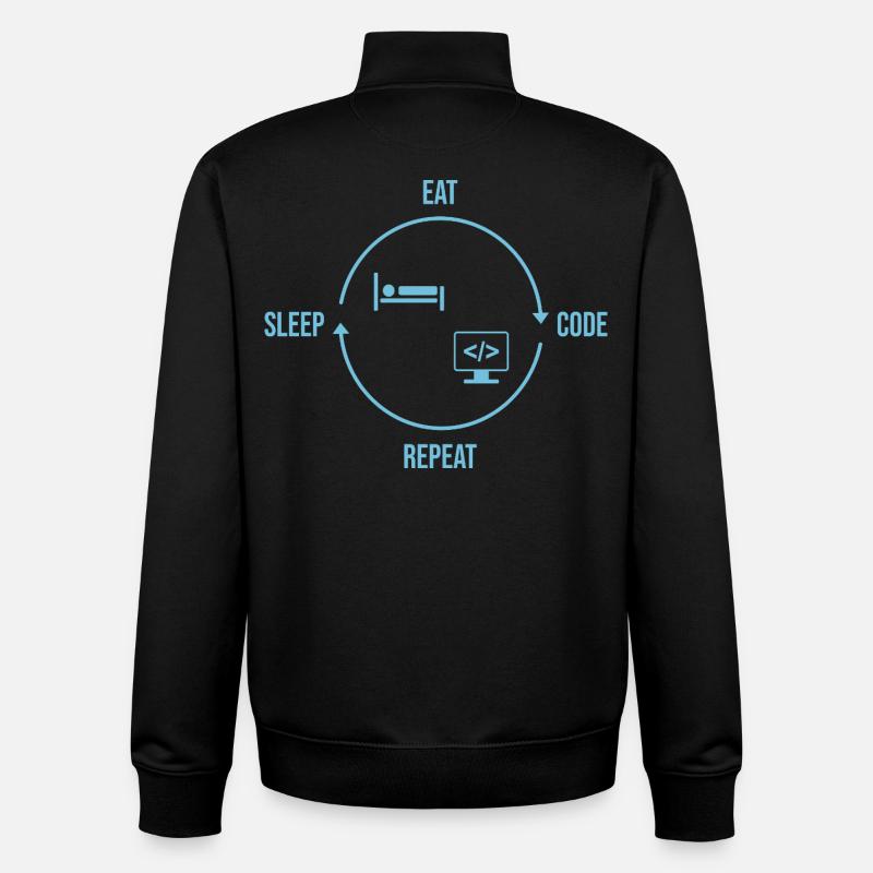Eat Sleep Code Repeat - Programmer Cycle - Unisex Organic Zip Sweatshirt by Stanley/Stella - black