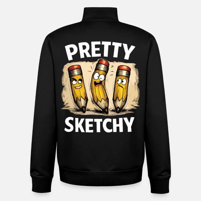 Pretty Sketchy Pretty Sketchy Pencils - Unisex Organic Zip Sweatshirt by Stanley/Stella - black