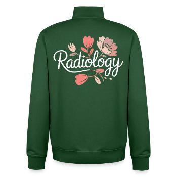 RadFlora Radiology Flowers - Unisex Organic Zip Sweatshirt by Stanley/Stella - bottle green - Back - AI Model Male 185 dark (185cm)