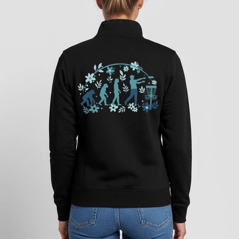 Disc Golf Evolution Funny Disc Golfer Flying Disc Unisex Organic Zip Sweatshirt by Stanley/Stella