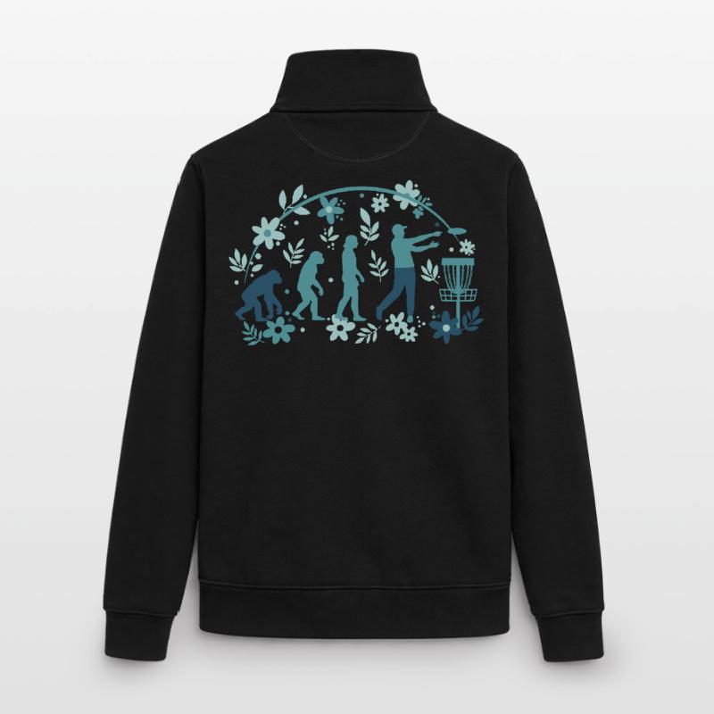 Disc Golf Evolution Funny Disc Golfer Flying Disc Unisex Organic Zip Sweatshirt by Stanley/Stella