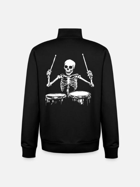 Skeleton Drummer Drums Drummer Drums - Unisex Organic Zip Sweatshirt by Stanley/Stella - black