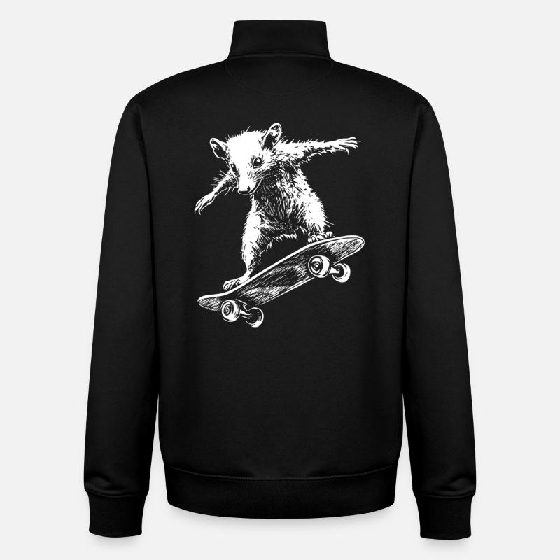Skateur skate drôle de skateboard - Sweat zippé unisexe en coton bio Stanley/Stella - noir