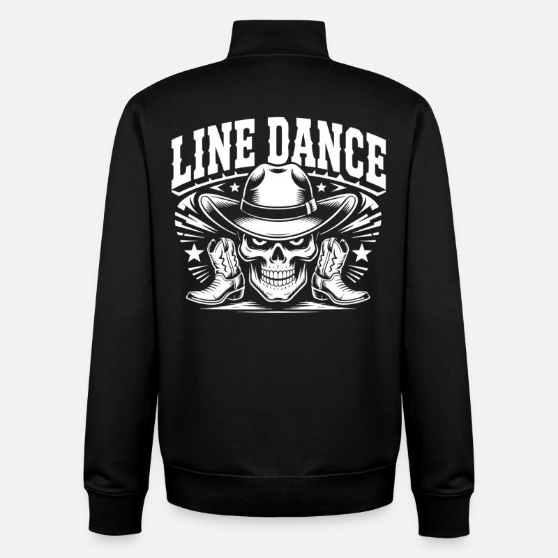 Line Dance Skull Cowboy - Unisex Organic Zip Sweatshirt by Stanley/Stella - black