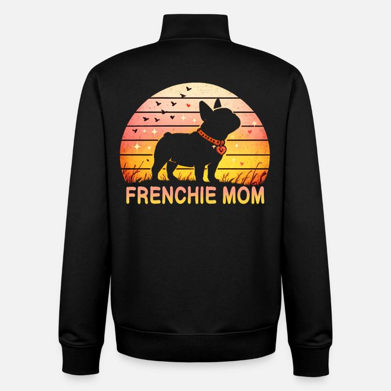 Frenchie Mom - Unisex Organic Zip Sweatshirt by Stanley/Stella - black