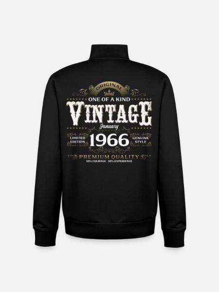 60e anniversaire Millésime janvier 1966 - Sweat zippé unisexe en coton bio Stanley/Stella - noir