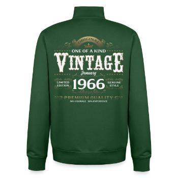 60e anniversaire Millésime janvier 1966 - Sweat zippé unisexe en coton bio Stanley/Stella - vert bouteille - Dos - AI Model Male 185 dark (185cm)