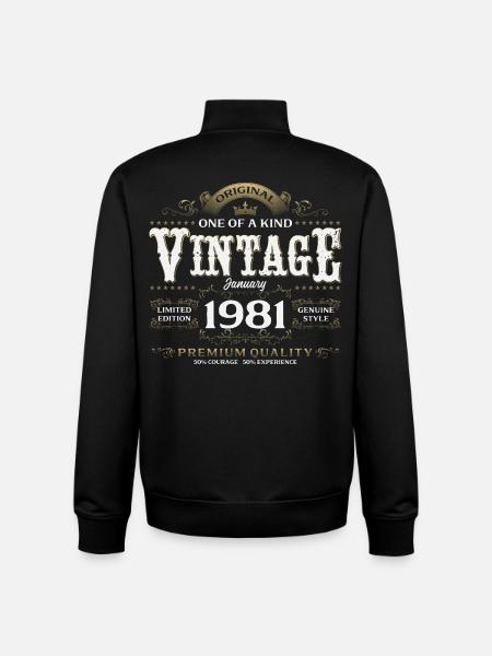 45e anniversaire Millésime de janvier 1981 - Sweat zippé unisexe en coton bio Stanley/Stella - noir
