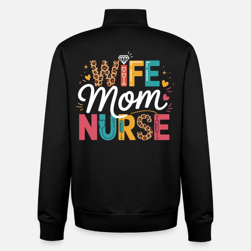 Épouse Maman Infirmière Léopard - Sweat zippé unisexe en coton bio Stanley/Stella - noir