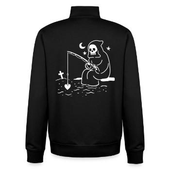 Le Capteur de Cœurs de la Faucheuse - Sweat zippé unisexe en coton bio Stanley/Stella - noir - Dos - AI Model Male 185 light (185cm)