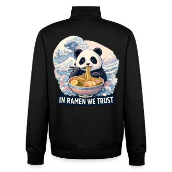 Bol de nouilles ramen panda - Sweat zippé unisexe en coton bio Stanley/Stella - noir - Dos - AI Model Male 185 light (185cm)