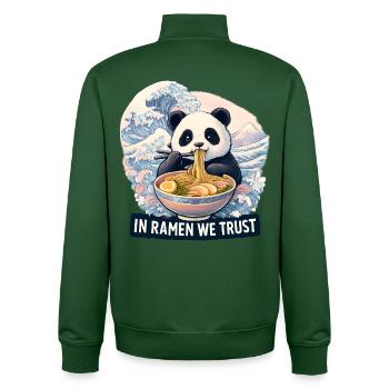 Bol de nouilles ramen panda - Sweat zippé unisexe en coton bio Stanley/Stella - vert bouteille - Dos - AI Model Male 185 dark (185cm)