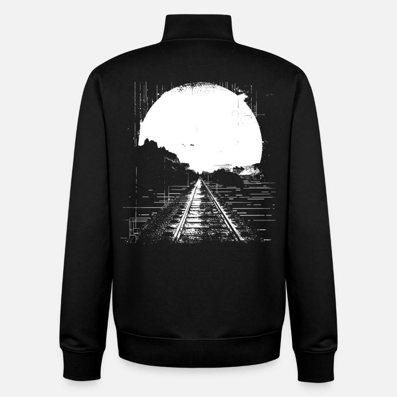 Railway Drawing - Unisex Organic Zip Sweatshirt by Stanley/Stella - black
