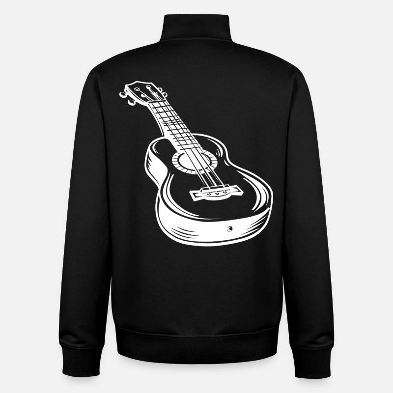 Sketch de ukulélé - Sweat zippé unisexe en coton bio Stanley/Stella - noir