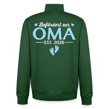 Promoted to Grandma 2026 Baby Shower - Unisex Organic Zip Sweatshirt by Stanley/Stella - bottle green - Back - AI Model Male 185 dark (185cm)