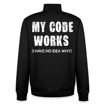 My Code Works I Have No Idea Why - Unisex Organic Zip Sweatshirt by Stanley/Stella - black - Back - AI Model Male 185 light (185cm)