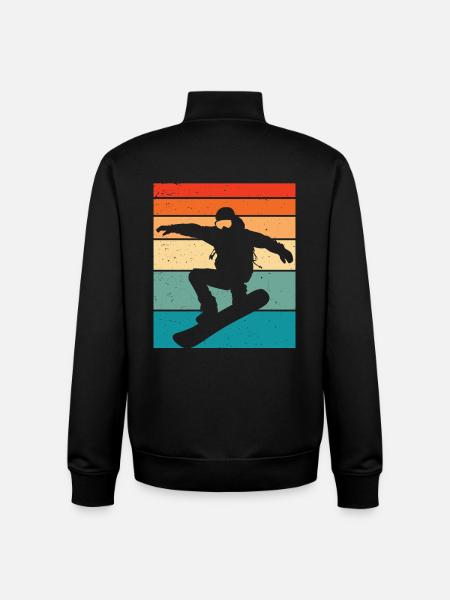 Snowboard rétro - Sweat zippé unisexe en coton bio Stanley/Stella - noir
