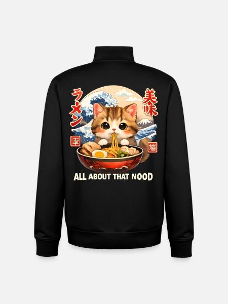 Kawaii Kitten Ramen Anime - Unisex Organic Zip Sweatshirt by Stanley/Stella - black