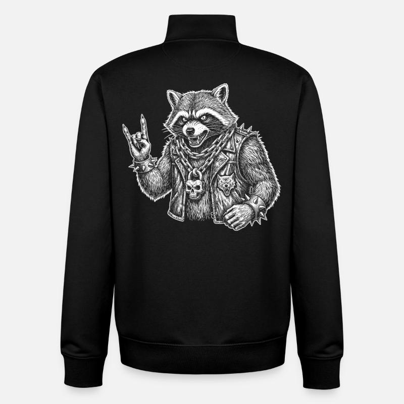 Drôle de musique rock de raton laveur rétro - Sweat zippé unisexe en coton bio Stanley/Stella - noir