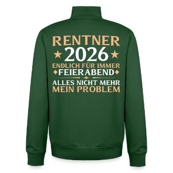 Retraite d’adieu des collègues 2026 - Sweat zippé unisexe en coton bio Stanley/Stella - vert bouteille - Dos - AI Model Male 185 dark (185cm)