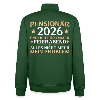 Pensioner 2026 Civil Servant Retirement Gift - Unisex Organic Zip Sweatshirt by Stanley/Stella - bottle green - Back - AI Model Male 185 dark (185cm)