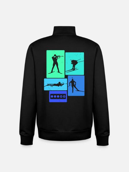 Biathlon Retro Biathlete - Unisex Organic Zip Sweatshirt by Stanley/Stella - black