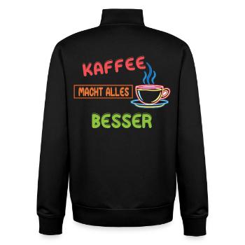 Kaffee macht alles besser - Neon Coffee Design - Unisex Organic Zip Sweatshirt von Stanley/Stella - Schwarz - Hinten - AI Model Male 185 light (185cm)