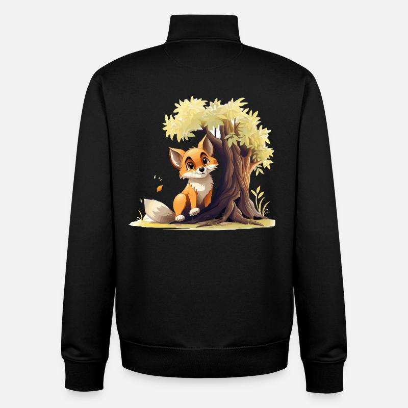 Waldfuchs am goldenen Baum - Unisex Organic Zip Sweatshirt von Stanley/Stella - Schwarz
