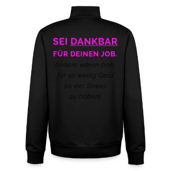 Dankbar für deinen Job - Unisex Organic Zip Sweatshirt von Stanley/Stella - Schwarz - Hinten - AI Model Male 185 light (185cm)