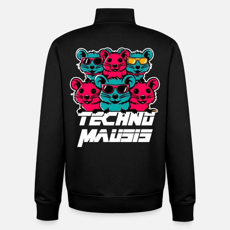 Techno Mausis - Unisex Organic Zip Sweatshirt von Stanley/Stella - Schwarz