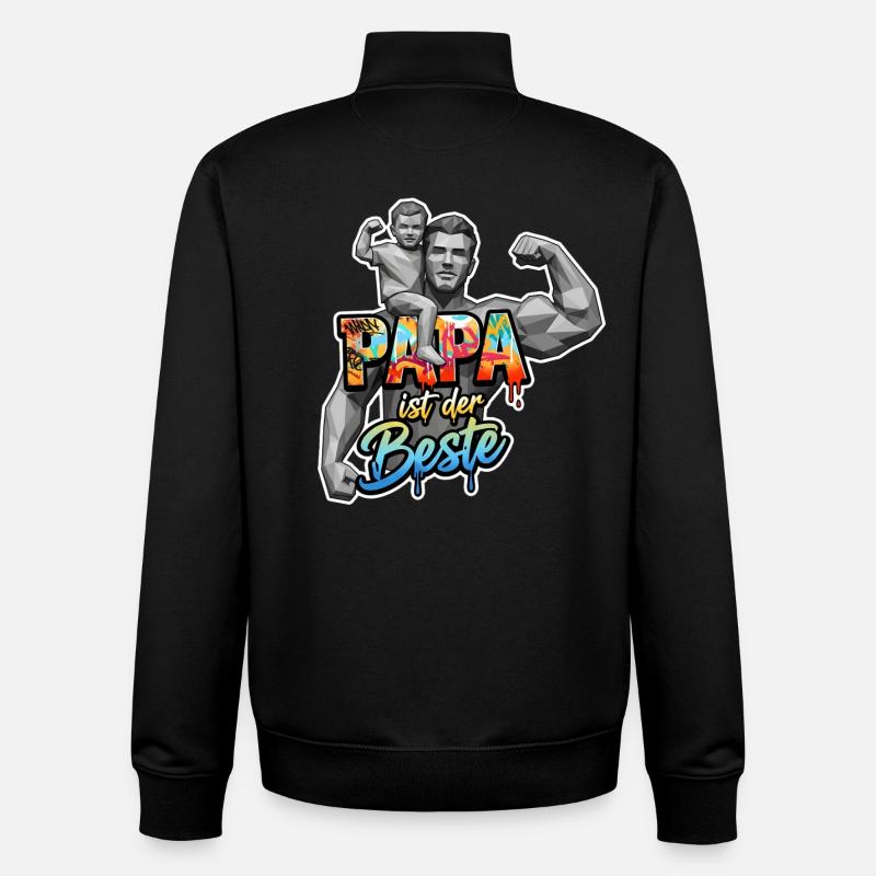 PAPA EST LE MEILLEUR - Sweat zippé unisexe en coton bio Stanley/Stella - noir