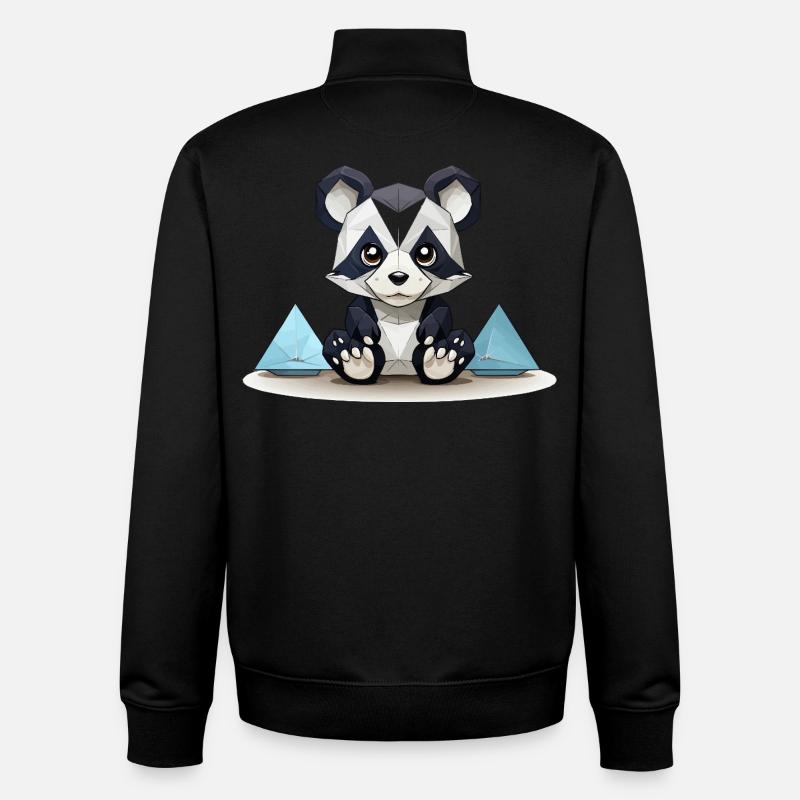 Low-Poly Panda am Eisgebirge - Unisex Organic Zip Sweatshirt by Stanley/Stella - black