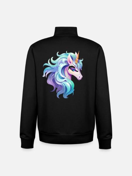 Buntes Einhorn Kopfportrait - Unisex Organic Zip Sweatshirt von Stanley/Stella - Schwarz