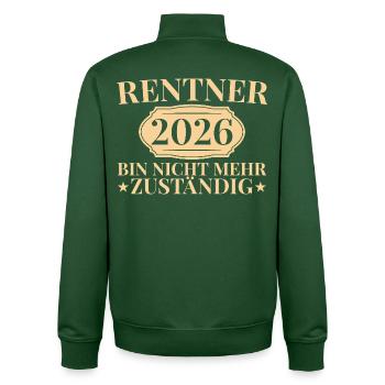 Idée de cadeau pour collègue retraité Adieu de pension 2026 - Sweat zippé unisexe en coton bio Stanley/Stella - vert bouteille - Dos - AI Model Male 185 dark (185cm)