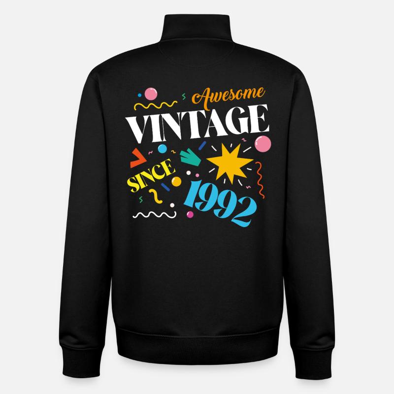 Millésime 1992 - Sweat zippé unisexe en coton bio Stanley/Stella - noir
