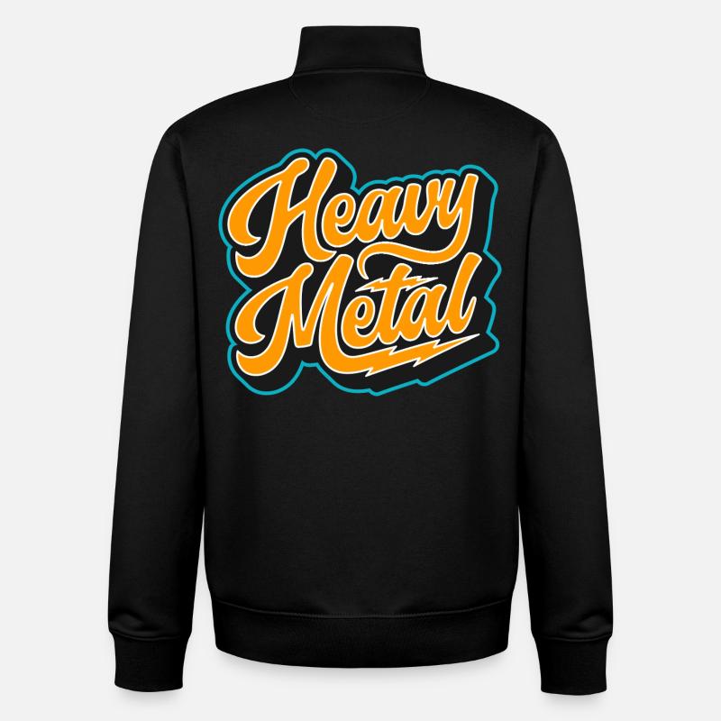 Heavy Metal Bold Script Logo - Sweat zippé unisexe en coton bio Stanley/Stella - noir