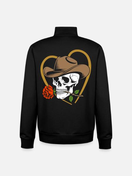 Skeleton cowboy with rose and hat - Unisex Organic Zip Sweatshirt by Stanley/Stella - black